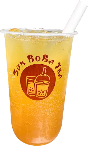 Peach soda boba tea