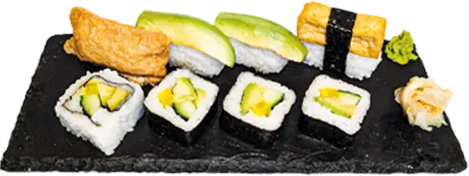 Åtta bitar vegansk sushi