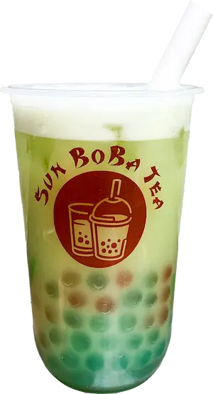 Green apple yakult boba tea